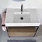 Console Sink Vanity With Ceramic Sink and Natural Brown Oak Drawer, 35